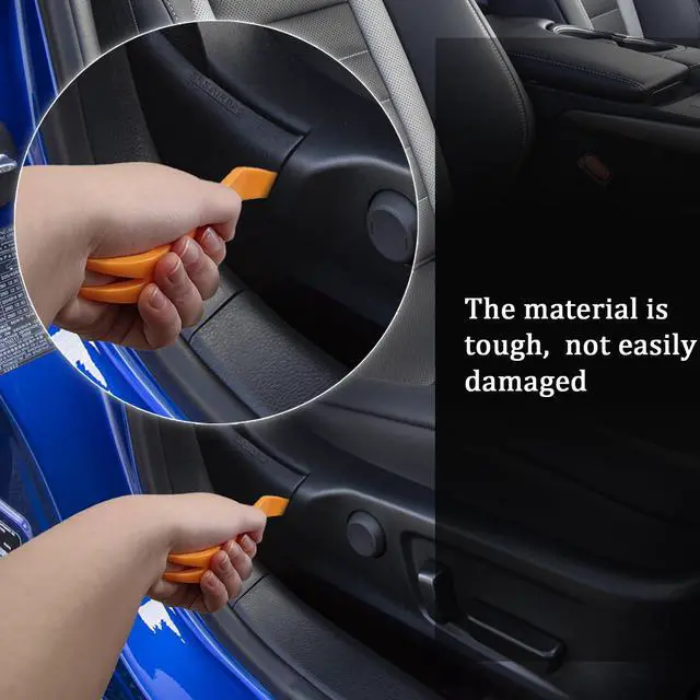Alt view image 6 of 7 - 12 PCS Plastic Trim Removal Tool No Scratch Auto Trim Removal Tool Kit, Auto Clip Rivet Fastener Remover Pry Tool Auto Parts for Car Panel & Audio Dashboard Repair Kit (Red + Orange)