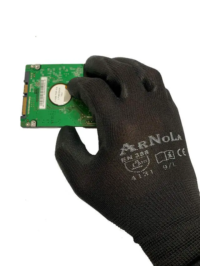 Alt view image 3 of 5 - 12 Pairs ESD Anti Static Work Gloves, 13-Gauge PU Coated Fingertips Safety Gloves for Electronics Assembly, Computer Repair, Precision Handling