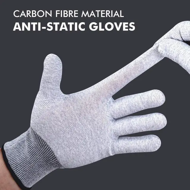 Alt view image 5 of 7 - Grey Vinyl Wrap Gloves, Anti-Static Tint, Dust-Free, Machine Washable, Lightweight, Protective Safety Work Gloves, 2 Pairs