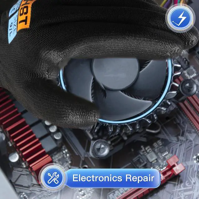 Alt view image 5 of 7 - Work Gloves P1001PRO Anti-Static Gloves for Computer Installation & Repair, High Resistance Carbon Fiber Gloves (Black(pack of 12), Large)