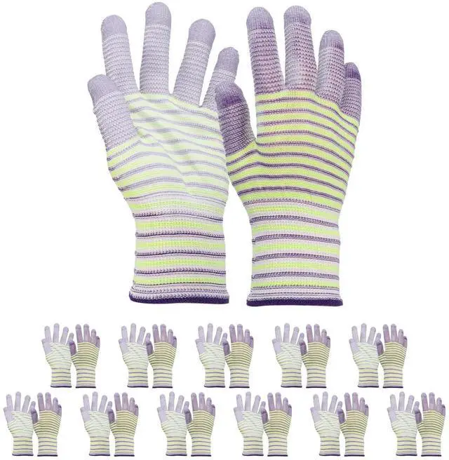 Main image of 12Set ESD Anti-Static Gloves Electrostatic Protective Gloves with PU Palm Medium Size for Computer Installation, Building & Repair, Purple