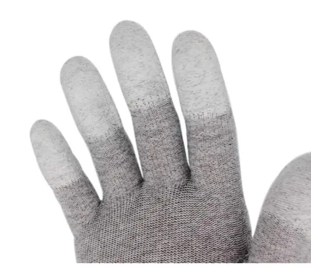 Alt view image 4 of 5 - 10 Pairs Anti Static Gloves, Coated Fingertip Grey Carbon Fibers,13G ESD Safety Work Gloves (Extra Small, Pink)