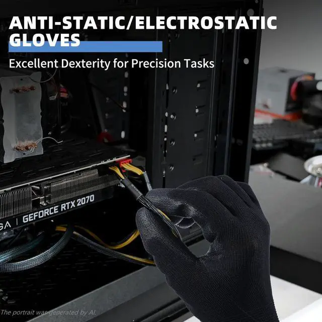 Alt view image 4 of 6 - Anti Static Gloves 6 Pairs, Medium, PU Coated, for Electronics Work
