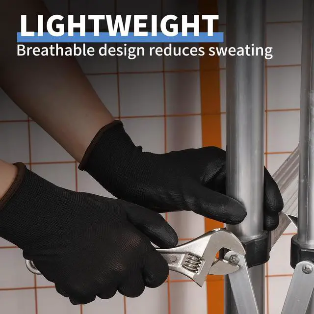 Alt view image 6 of 6 - Anti Static Gloves 6 Pairs, Medium, PU Coated, for Electronics Work