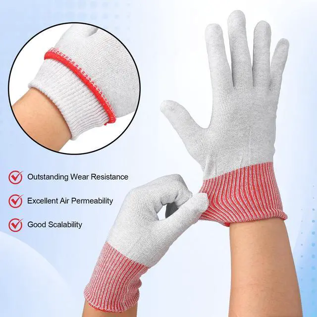 Alt view image 3 of 6 - 8 Pairs Vinyl Wrap Anti-static Gloves Carbon Fiber Working Gloves