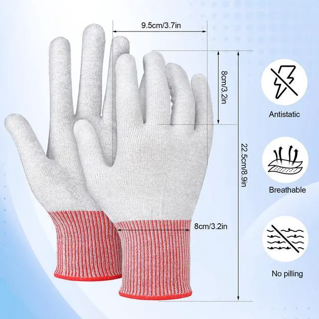 Alt view image 2 of 6 - 8 Pairs Vinyl Wrap Anti-static Gloves Carbon Fiber Working Gloves
