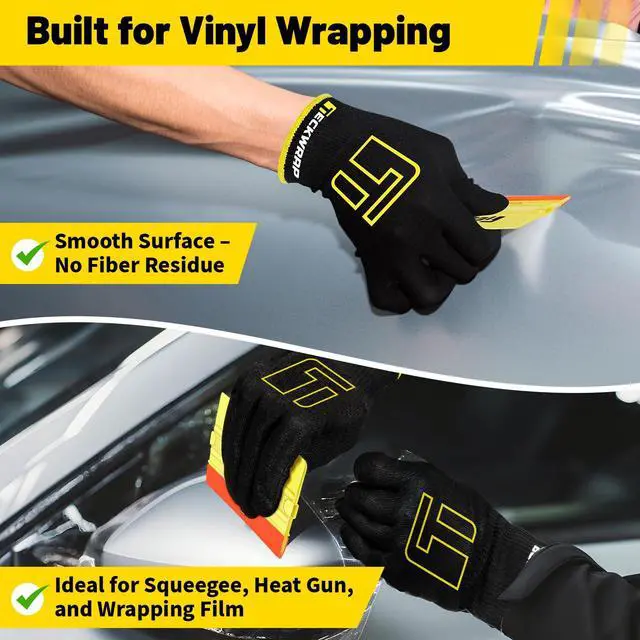 Alt view image 5 of 7 - Vinyl Wrap Gloves for Car Wrapping Window Tint - Black, 2 Pairs XL
