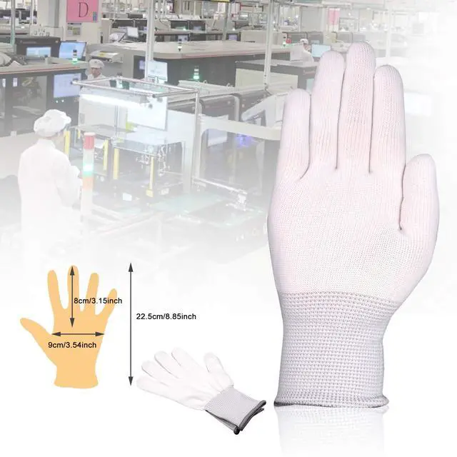Alt view image 2 of 7 - Vinyl Wrap Gloves - Nylon White Working Gloves / 6 Pairs