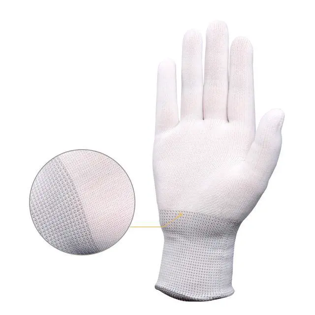 Alt view image 4 of 7 - Vinyl Wrap Gloves - Nylon White Working Gloves / 6 Pairs