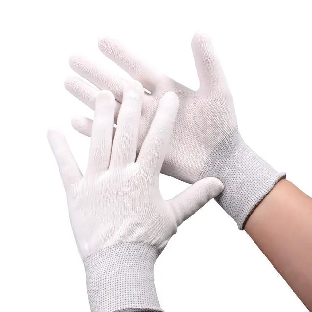 Alt view image 3 of 7 - Vinyl Wrap Gloves - Nylon White Working Gloves / 6 Pairs