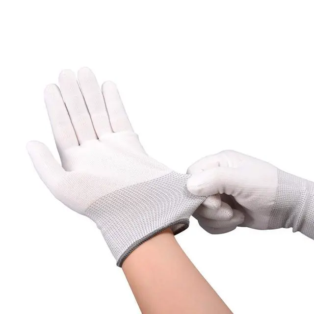 Alt view image 5 of 7 - Vinyl Wrap Gloves - Nylon White Working Gloves / 6 Pairs