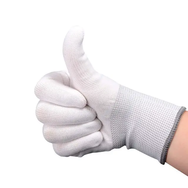Alt view image 6 of 7 - Vinyl Wrap Gloves - Nylon White Working Gloves / 6 Pairs