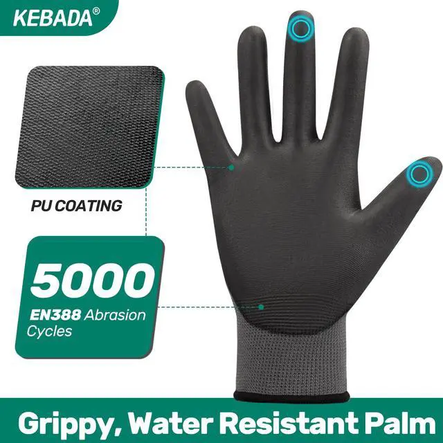 Alt view image 2 of 7 - W1 Safety Work Gloves for Men & Women, Touchscreen, PU Coated