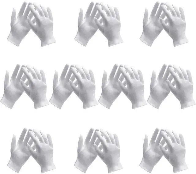 Main image of 10 Pairs Archival Photo Gloves, White Work Gloves for Handling Art Working Photography Womens Cloth Gloves Liners Bulk for Handling Jewelry, Film, Photo, Coin Metal Inspection Men & Women