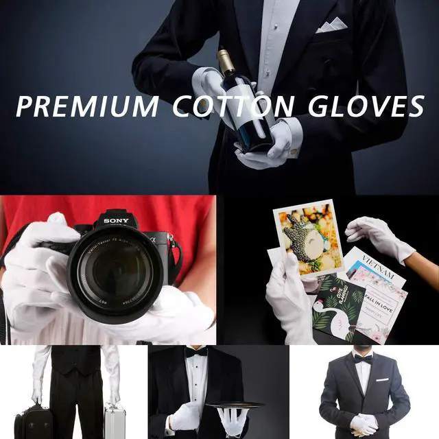 Alt view image 2 of 7 - 10 Pairs Archival Photo Gloves, White Work Gloves for Handling Art Working Photography Womens Cloth Gloves Liners Bulk for Handling Jewelry, Film, Photo, Coin Metal Inspection Men & Women
