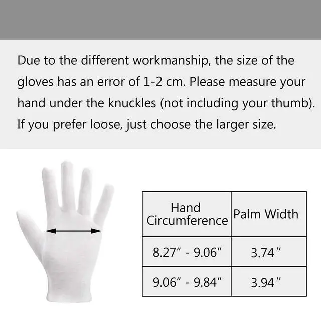 Alt view image 3 of 7 - 10 Pairs Archival Photo Gloves, White Work Gloves for Handling Art Working Photography Womens Cloth Gloves Liners Bulk for Handling Jewelry, Film, Photo, Coin Metal Inspection Men & Women