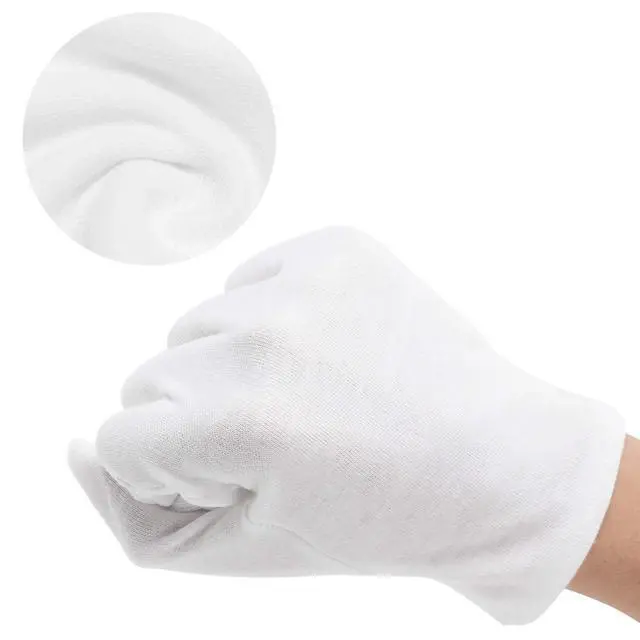 Alt view image 4 of 7 - 10 Pairs Archival Photo Gloves, White Work Gloves for Handling Art Working Photography Womens Cloth Gloves Liners Bulk for Handling Jewelry, Film, Photo, Coin Metal Inspection Men & Women