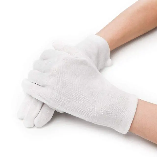 Alt view image 6 of 7 - 10 Pairs Archival Photo Gloves, White Work Gloves for Handling Art Working Photography Womens Cloth Gloves Liners Bulk for Handling Jewelry, Film, Photo, Coin Metal Inspection Men & Women