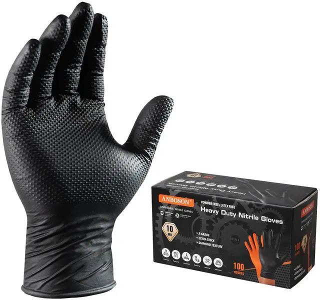 Main image of 10 Mil Heavy Duty Diamond Texture Nitrile Gloves, X-Large, 100 Ct