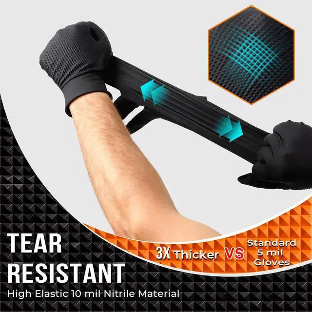 Alt view image 2 of 7 - 10 Mil Heavy Duty Diamond Texture Nitrile Gloves, X-Large, 100 Ct