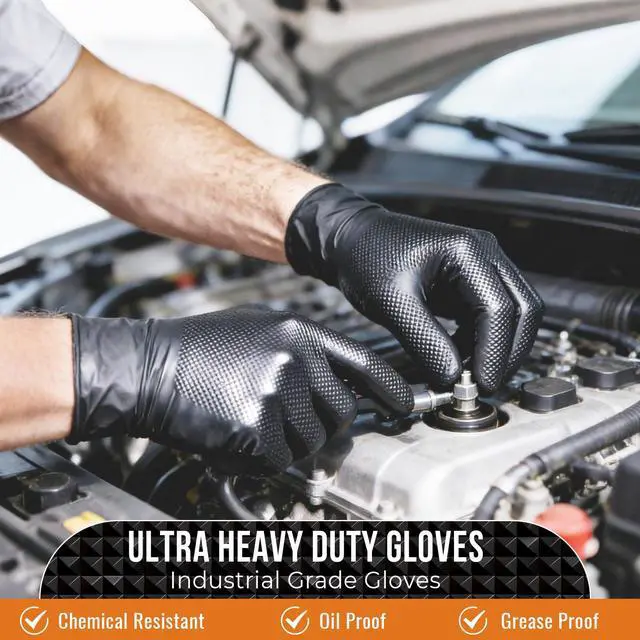Alt view image 5 of 7 - 10 Mil Heavy Duty Diamond Texture Nitrile Gloves, X-Large, 100 Ct