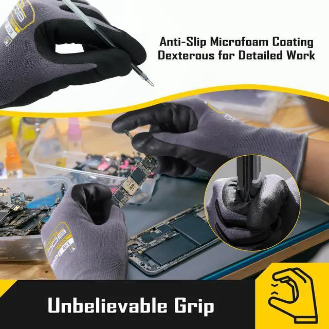 Alt view image 4 of 7 - 3/12/36 Pairs Safety Work Gloves, Microfoam Nitrile Rubber Coated
