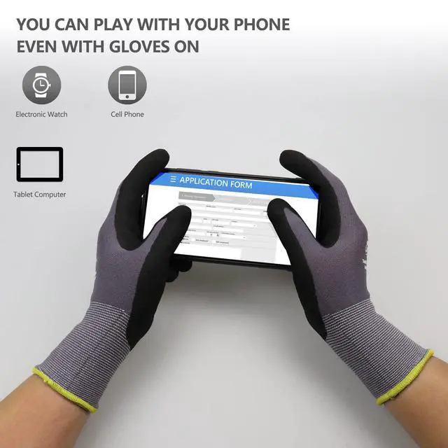 Alt view image 3 of 7 - MicroFoam Nitrile Coated Safety Work Gloves (6 Pairs, 9/L)