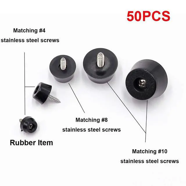 Alt view image 4 of 7 - 100PCS(5 Sizes) Rubber Feet for Cutting Board, Built-in Stainless Steel Washer and Screws, Non-Slip Rubber Feet for Furniture, Electronics, Tables, Sofas