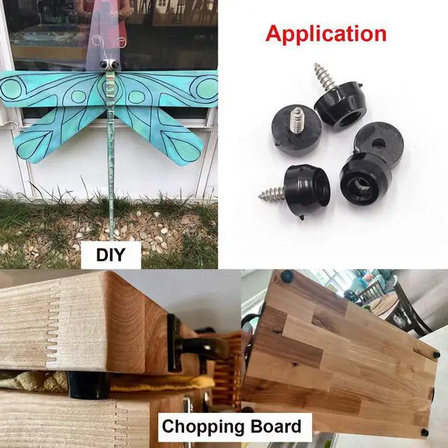 Alt view image 6 of 7 - 100PCS(5 Sizes) Rubber Feet for Cutting Board, Built-in Stainless Steel Washer and Screws, Non-Slip Rubber Feet for Furniture, Electronics, Tables, Sofas