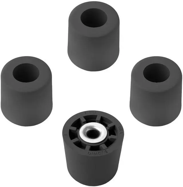 Main image of 4 Large Extra Tall #2 Black Round Rubber Feet Bumper w/Metal Insert - 1" H x 1.10" W - Heavy Duty/Non Marking - Perfect for Furniture, Tables, Chairs, Desks, Benches, Sofas, Beds, Chests - Made in USA