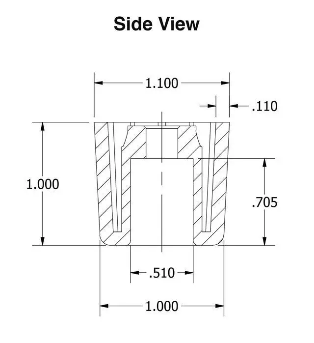Alt view image 2 of 6 - 4 Large Extra Tall #2 Black Round Rubber Feet Bumper w/Metal Insert - 1" H x 1.10" W - Heavy Duty/Non Marking - Perfect for Furniture, Tables, Chairs, Desks, Benches, Sofas, Beds, Chests - Made in USA