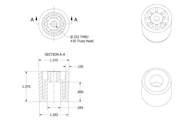 Alt view image 3 of 7 - 4 Large Round Cylinder Rubber FEET #1-1.375 H x 1.375- D Made in USA, Perfect for Furniture, Sofas, Tables, Chairs, desks and Other Large Items.