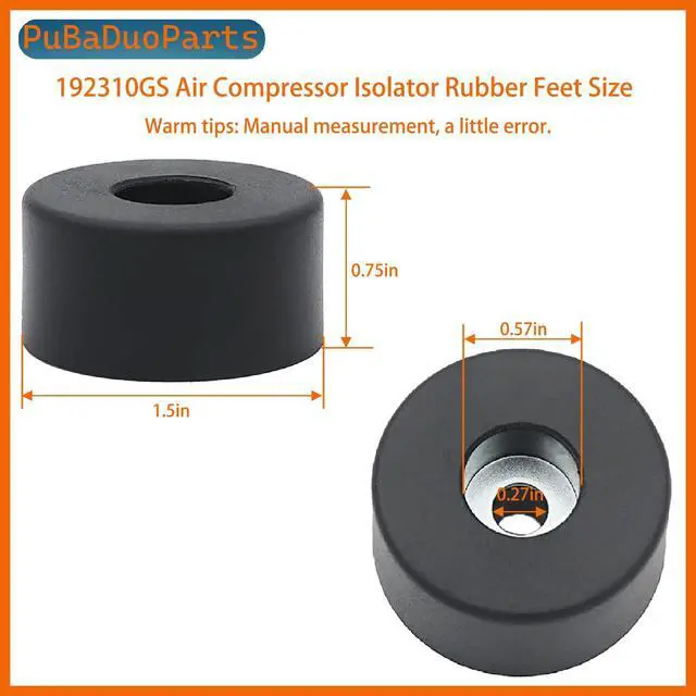 Alt view image 4 of 6 - 8 Pack 192310GS Anti Vibration Rubber Feet, Air Compressor Isolation Pads with Stainless Steel Nuts & Washers,for 094-0026, E106661, D091007, for Generators, Pressure Washers, Speaker Cabinets