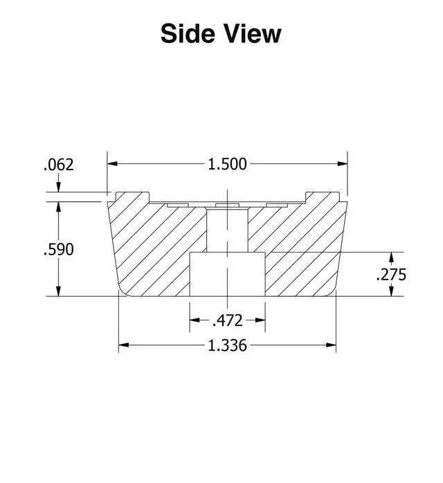Alt view image 2 of 6 - 4 Large Black Square Rubber Feet Bumpers w/Metal Insert - .590" H x 1.500" W - Heavy Duty - Perfect for Furniture, Tables, Chairs, Desks, Benches, Sofas, Beds, Chests - Made in USA
