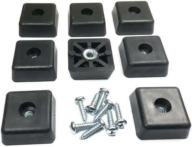 Main image of 8 Large Square Rubber Feet Foot Bumpers w/Stainless Screws - .590 H X 1.500 W - Made in USA - Heavy Duty, Non Marking for Furniture, Tables, Chairs, Desks, Benches, Sofas, Chests, & Other Items.