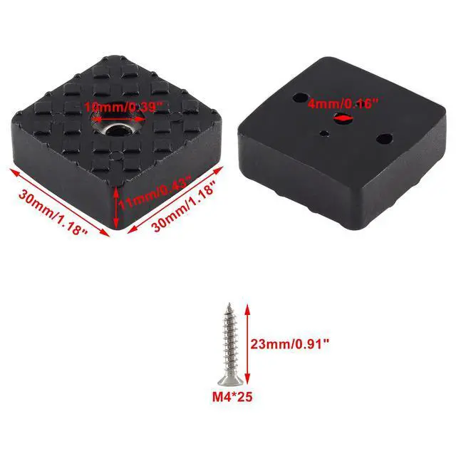 Alt view image 2 of 7 - 1.18Inch/30mm Rubber Furniture Pads, Black, Square, 20Pcs