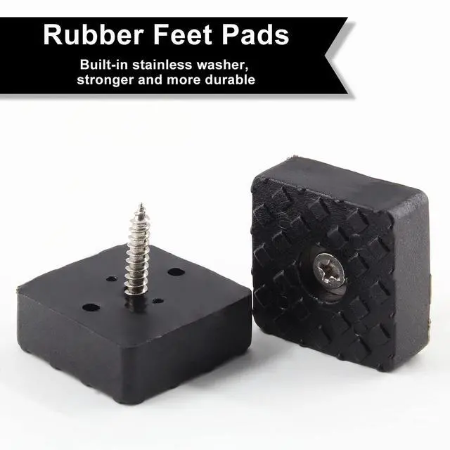 Alt view image 3 of 7 - 1.18Inch/30mm Rubber Furniture Pads, Black, Square, 20Pcs