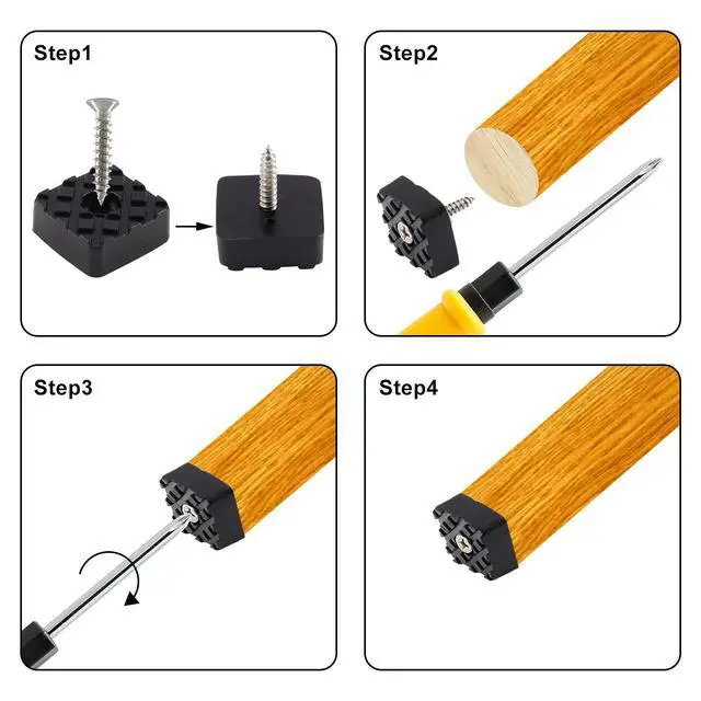 Alt view image 6 of 7 - 1.18Inch/30mm Rubber Furniture Pads, Black, Square, 20Pcs