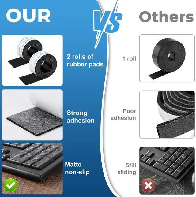 Alt view image 2 of 7 - Rubber Feet 2 Rolls, Adhesive Rubber Pad, Non Slip Pads for Furniture and Electronics 1x40 inch