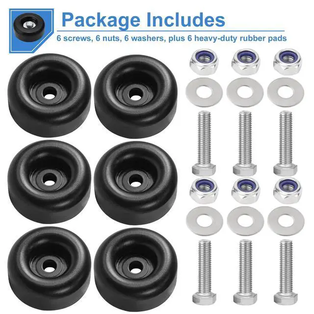Alt view image 7 of 7 - 6-Pack Extreme Heavy Duty Rubber Foot Pads, 2.5 Inches Vibration Dampeners