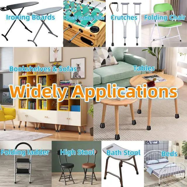 Alt view image 6 of 7 - 1" Rubber Chair Leg Tips Caps, Chair Leg Floor Protectors Rubber Feet Covers Non Slip Reduce Noise for Furniture Stool Chair Legs Caps Folding Metal Replacement, Round Black 12 Pack