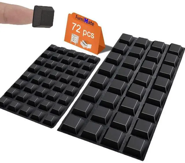 Main image of Black Rubber Feet 72PCS Self Adhesive Rubber Feet Black Bumper Pads Square Bumpers for Electronics Speakers Computers Keyboard PS4