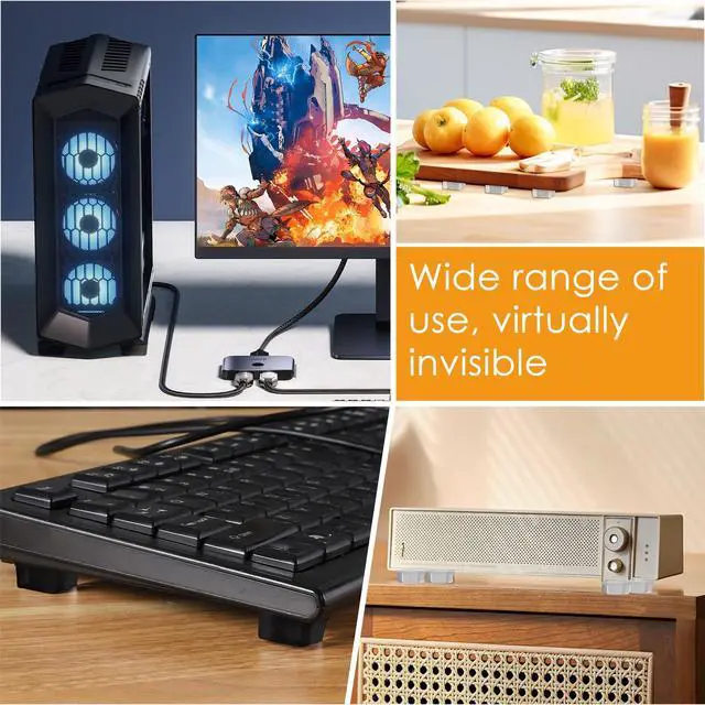 Alt view image 4 of 7 - Rubber Feet for Electronics 40PCS Tall Square- Clear+Black Rubber Bumpers Self Adhesive, Adhesive Rubber Feet for Cutting Board, Speakers, Laptop, Appliances 0.78" x 0.38"