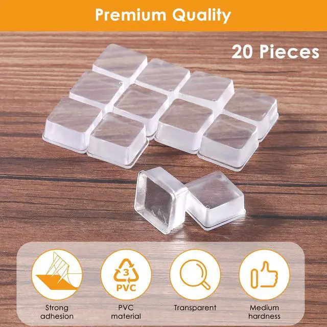 Alt view image 6 of 7 - Rubber Feet for Electronics 40PCS Tall Square- Clear+Black Rubber Bumpers Self Adhesive, Adhesive Rubber Feet for Cutting Board, Speakers, Laptop, Appliances 0.78" x 0.38"