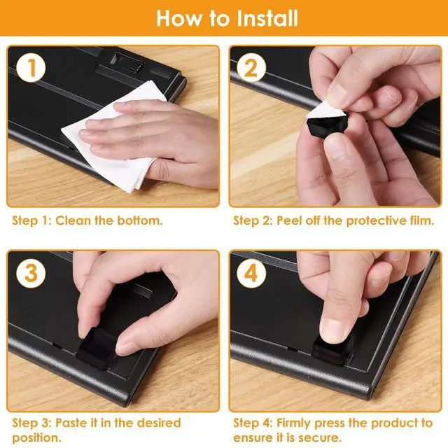 Alt view image 7 of 7 - Rubber Feet for Electronics 40PCS Tall Square- Clear+Black Rubber Bumpers Self Adhesive, Adhesive Rubber Feet for Cutting Board, Speakers, Laptop, Appliances 0.78" x 0.38"