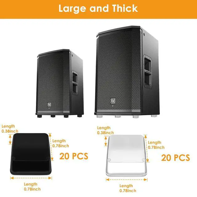 Alt view image 3 of 7 - Rubber Feet for Electronics 40PCS Tall Square- Clear+Black Rubber Bumpers Self Adhesive, Adhesive Rubber Feet for Cutting Board, Speakers, Laptop, Appliances 0.78" x 0.38"