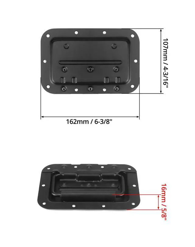 Alt view image 6 of 7 - Flight Case Pull Handles, 4 Pack Spring Loaded Recessed Flush Speaker Cabinet Handles, Flush Lift Recessed Door Handle, for Trunk Luggage, Cabinets, Flight Carry Case