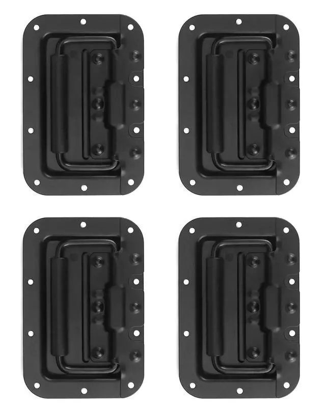 Alt view image 7 of 7 - Flight Case Pull Handles, 4 Pack Spring Loaded Recessed Flush Speaker Cabinet Handles, Flush Lift Recessed Door Handle, for Trunk Luggage, Cabinets, Flight Carry Case