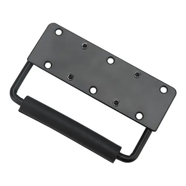 Alt view image 5 of 7 - 10 Pack Black Spring Loaded Case Handle, 124 x 80mm Folding Pull Surface Mount Handle with Rubber Grip, Chest Handles for Flight Case, Cabinet