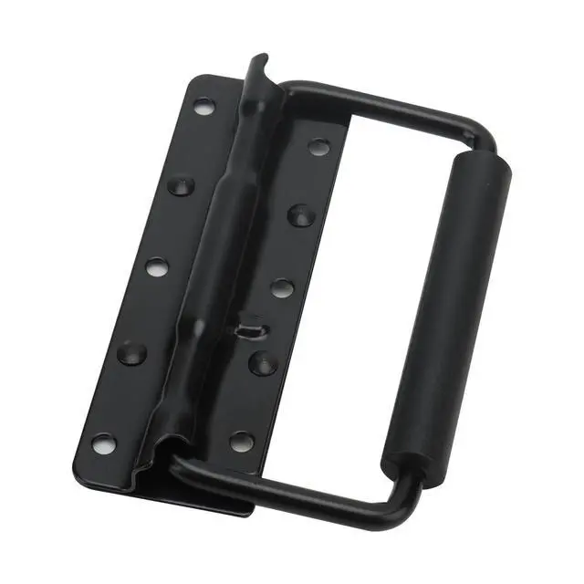 Alt view image 6 of 7 - 10 Pack Black Spring Loaded Case Handle, 124 x 80mm Folding Pull Surface Mount Handle with Rubber Grip, Chest Handles for Flight Case, Cabinet